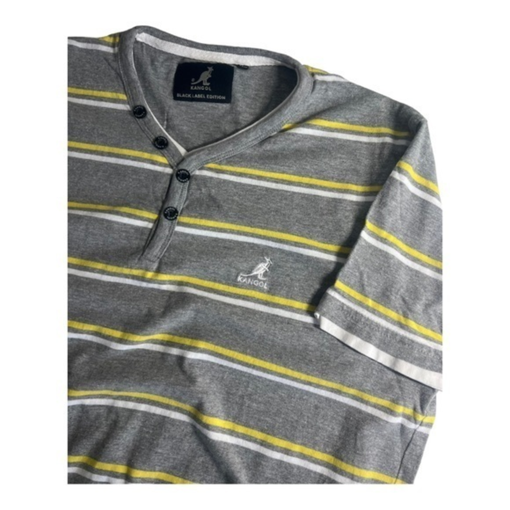 Kangol Mens Short Sleeve Henley Style Shirt Black Label Edition XL (more a large